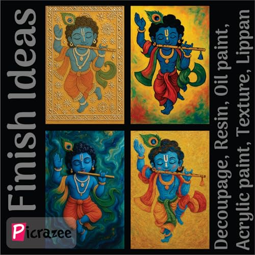 Image of PICRAZEE DIY Art & Craft Kit With Pine MDF Base | Acrylic Colors, Brushes, Palette & Easel | Ideal For Oil & Acrylic Painting, Decoupage, Lippan, Texture Art, Resin & Kids DIY Projects (M2),Brown