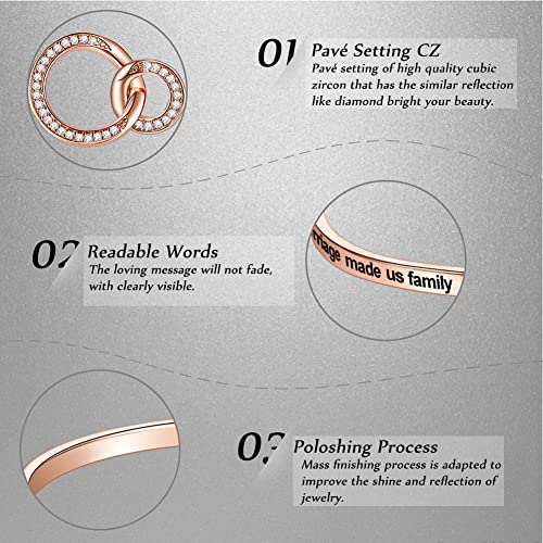 Birthday Mother/Daughter/Sister in Law Gift, ‘Marriage Made Us Family Love Made You My Mom/Daughter/Sister’ Bangle Bracelet, Women Girl Customized Jewelry, Christmas Wedding Present from Step3