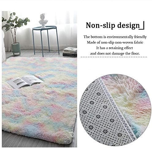 Area Rugs 4'x5'3" Rainbow Soft Fluffy Carpet for Bedrooms, Living Room, Boys Room, Girls Room, Play Room Modern Home Decor Non-Slip 4 513TFh0vKIL. AC