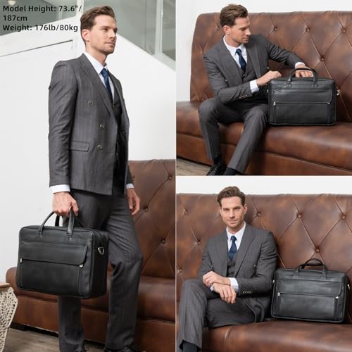 Masa Kawa Black Leather Briefcase