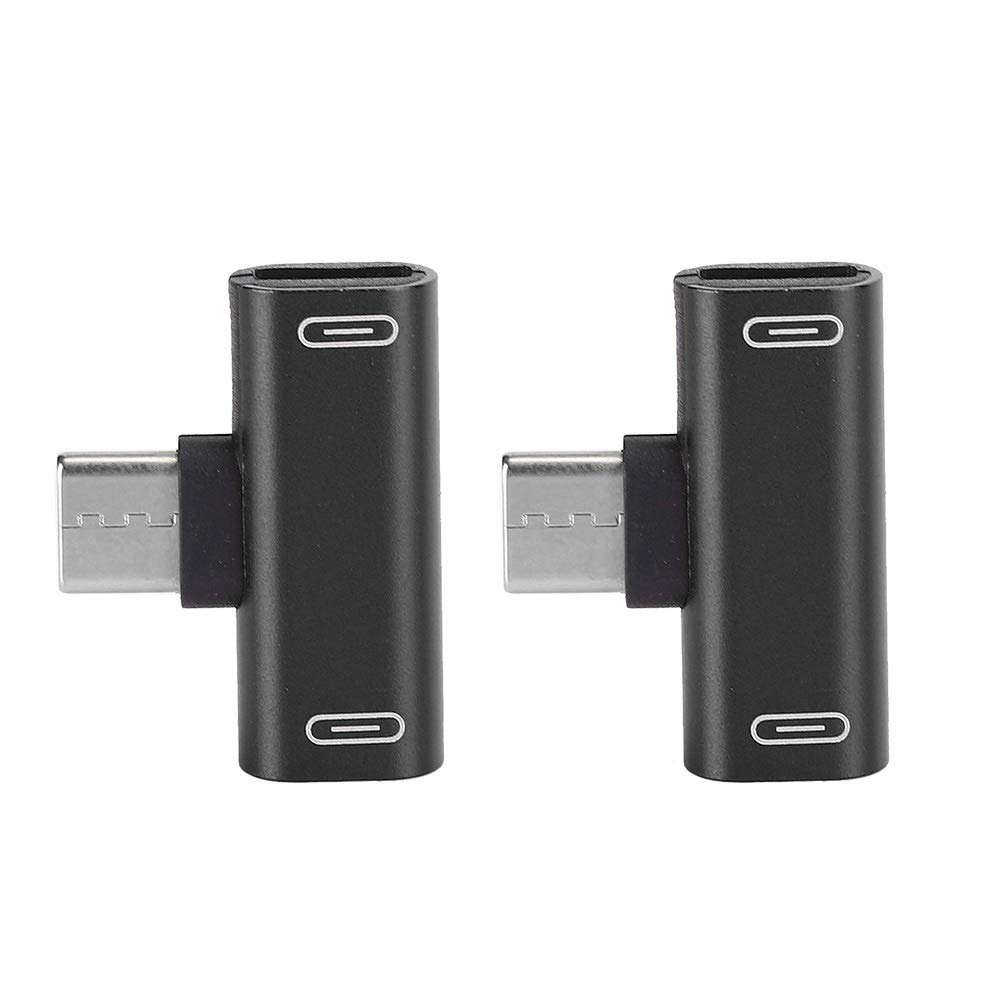 2pcs Adapter, Type-C Audio Charger Aluminum USB-C Splitter, Charging/Calling/Remote/Music 2 In 1 Converter, for Letv 2G/3G(black)