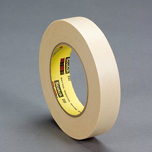 Image of 3M High Performance Masking Tape 232, Tan, 1 in x 60 yd, 6.3 mil, Easy to Tear, Clean Removal, Sticks Immediately and Resists Lifting for Painting Applications (1 Roll)