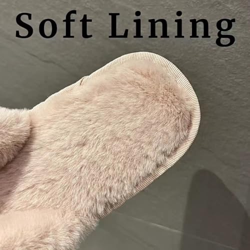 Fuzzy Flip Flops Fluffy Winter Slippers Cozy Comfy Memory Foam Open Toe House Slippers Soft Faux Fur Plush Slides Anti-Skid Indoor Outdoor Home Bedroom Shoes for Women3