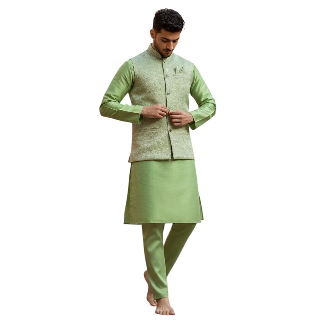 Paper Sillk Kurta KOTII Set for Indian Wedding | Mens Silk Kurta KOTII for Festive Wearr | Premium Quality Silk Kurta Jacket Set-image-19