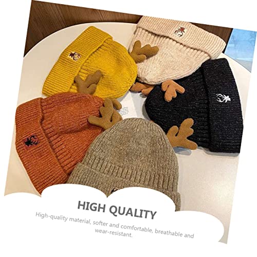 GALPADA Presente De Veado De Lã Caramelo Adorável Tricô Para Crianças Chifres Gorro Gorro De Chifre
