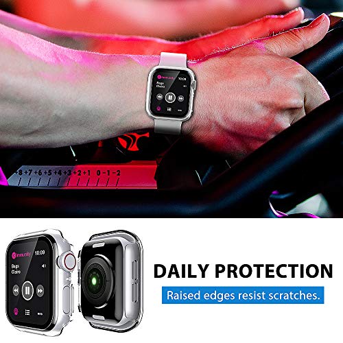 Image of L K 2 Pack LAŸK Case Compatible for Apple Watch 40mm Series 6 5 4 SE Built-in Tempered Glass Screen Protector All-Around Bumper Full Cover Hard PC Protective Case for iWatch 4 5 6 SE 40MM - Clear