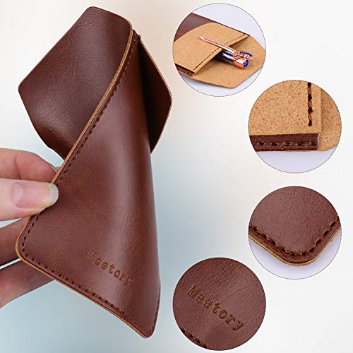 Meetory 2 Pieces Leather Pen Holder, Pens Pocket Protector, Pocket Protector For Shirts, Lab Coats, Pants (Brown, Black) #TOP2