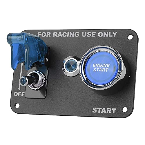 Dc 12V Ignition Switch Panel 2 In 1 Car Engine Start Push Button,Jtron Led Toggle For Racing Car Blue And Red (Blue) #TOP1