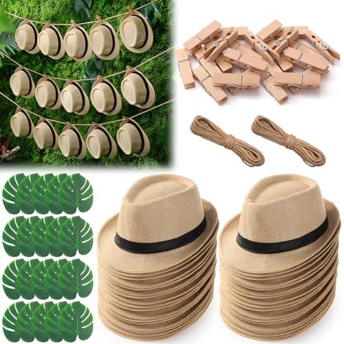 Chicingyou 20 Pack Cuban Party Decoration Havana Night Birthday Party Banner 1920s Straw Short Brim Sun Panama Hats Cuban Hats Bulk Tropical Wedding Reception Decor Apricot
