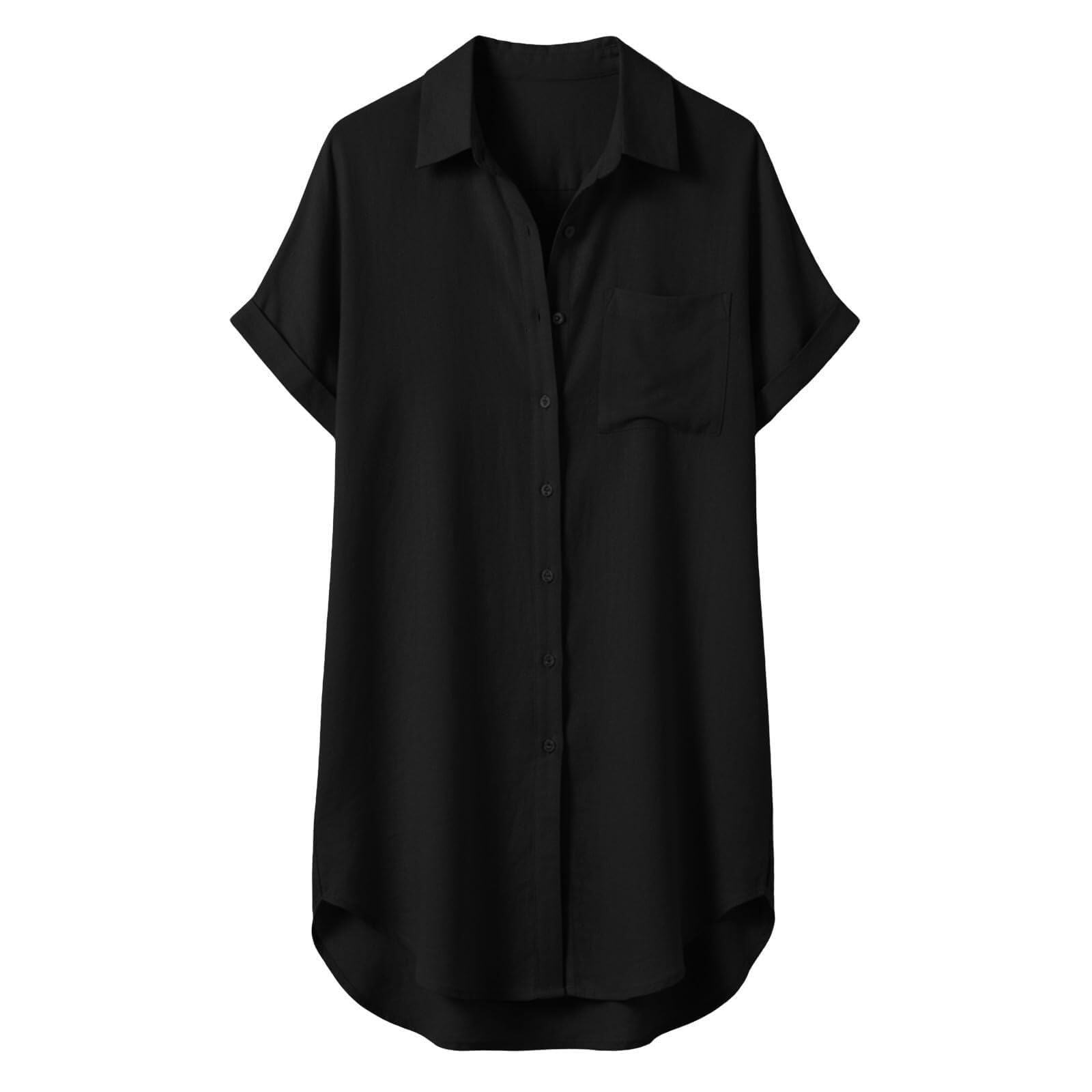 Bluzka damska, luźna, z krótkim rękawem, elegancka, tunika, dekolt w serek