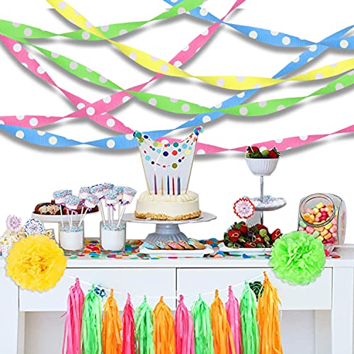 Crepe Paper Streamers Wedding Party Decorations 8 Rolls Dot Style Crepe Paper Streamers Tassels Backdrop For Various Birthday Wedding Festival Party Decorations #TOP4