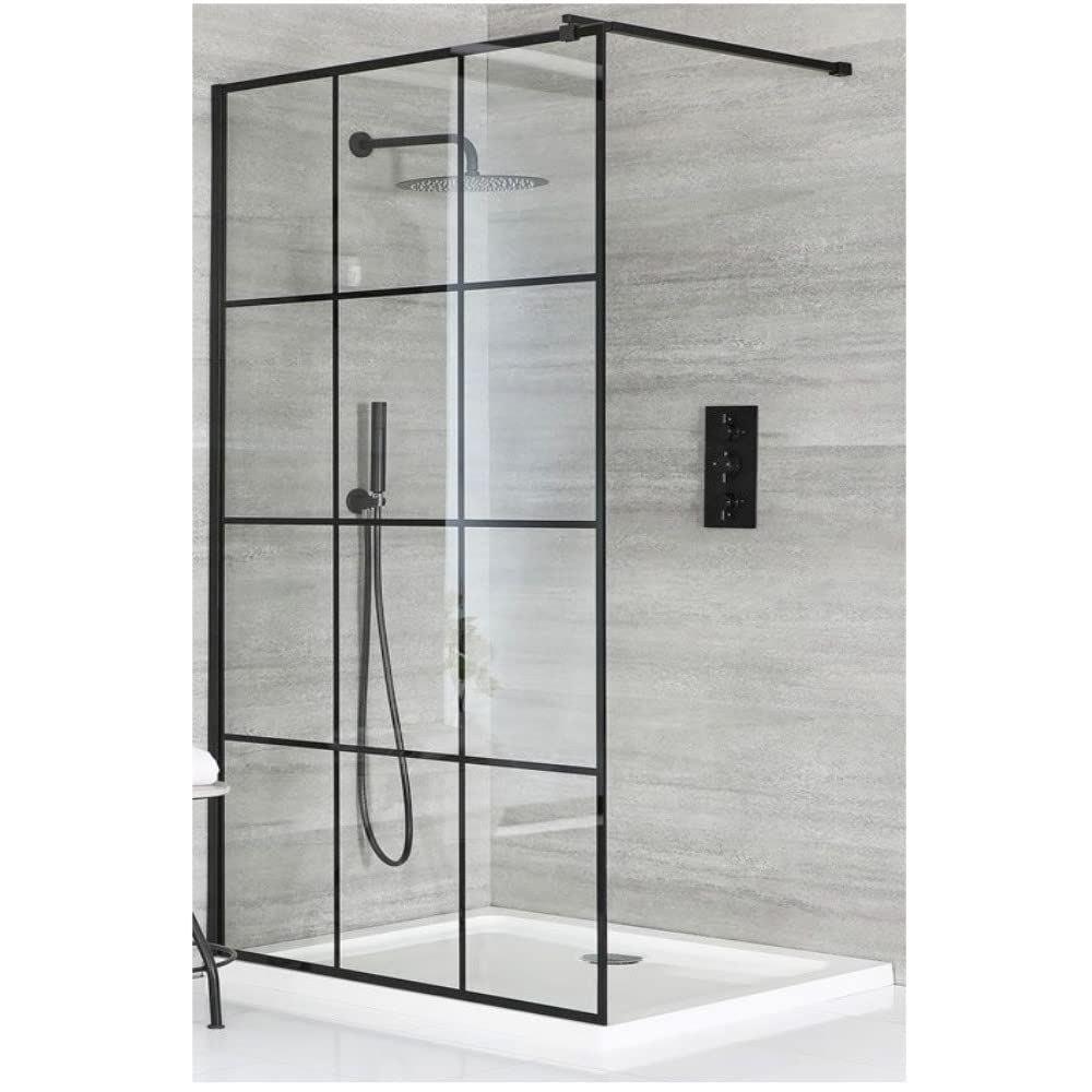 Buy Milano Barq Walk in Wet Room Shower Enclosure with Grid Pattern