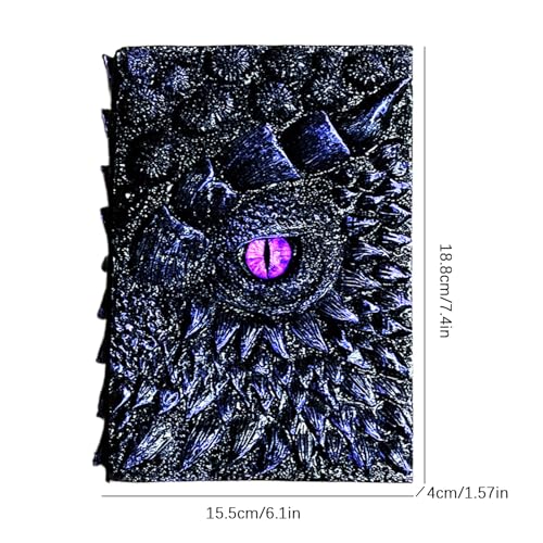 Carnet Eye journal intime avec couverture rigide en résine et relief dragon d'écriture créative - 5