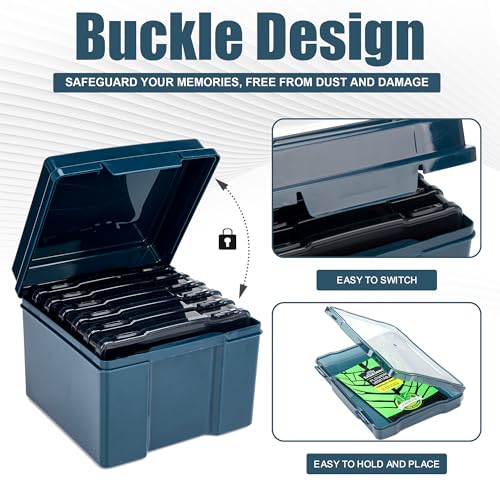 Image of Dark Green Seed Storage Box with 6 Inner 57 Inch Small Boxes, Portable Tool Storage Box for Fishing, Garden Seed Packet Storage Organizer with Label Stickers