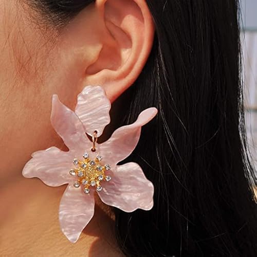 Boho Flower Drop Dangle Earrings For Women - Pink Statement Earring Jewelry Gift For Girls Sister Mom Lover And Friends #TOP1