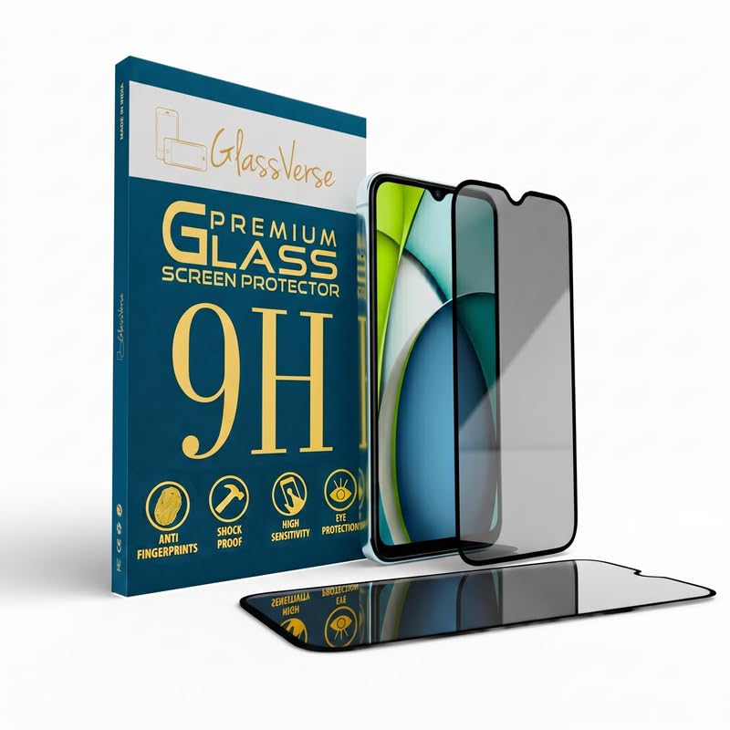 Image of GlassVerse Privacy Tempered Glass for Redmi A3x | Anti Spy Screen Protector, 9H Hardness, Edge to Edge, Case Friendly, Hassle-less Installation Kit Included. (Pack of 2)