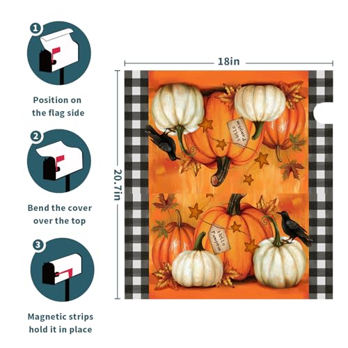 Image of Fall Mailbox Covers Magnetic Standard Size 18 X 21 Inch Retro Sunflower Pumpkin Maple Leaf Mailbox Cover Autumn Thanksgiving Mailbox Wraps Post Box Cover Decoration Outdoor Garden Home