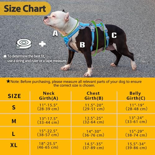 Image of Huntboo Escape Proof Dog Harness, Escape Artist Harness, Reflective Harness with Padded Handle, Breathable, Durable, Adjustable Vest for Medium Dogs Walking, Training, and Running Gear (Blue, XL)