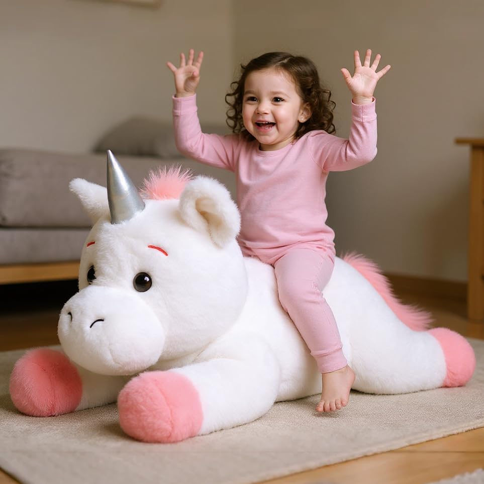 Miniatura 4 de Animal de peluche de unicornio, peluche gigante de 31.5 pulgadas, juguete de unicornio grande y suave, regalo de fiesta de cumpleaños y días