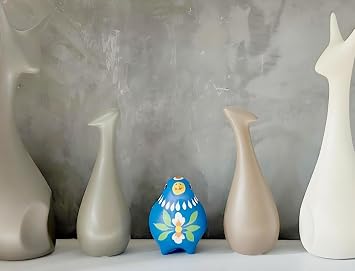 Decorative Clay Bird Figurines Hand-Painted Folk Art Design Collectible Smal Figurines Holiday Birthday Couples Friend Unique Gift Idea Decorative Home Art Table Bring Good Luck (Blue)
