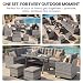 UDPATIO Rattan Gartenmöbel Set, Lounge Ecksofa mit Esstisch, Sessel & 2 Hocker, Wetterfest bis 8 Personen, Lounge Möbel Outdoor, Balkonmöbel, Terassenmöbel für Terrasse/Balkon/Garten, Grau