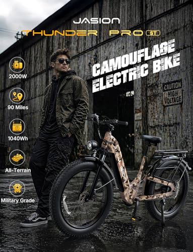 Image of Jasion Thunder /PRO /ST Electric Bike,2000W /1800W Peak Ebikes for Adults,26''Fat Tire Best Ebike for Men,90 /80 Miles with 1040Wh /864Wh Battery,35 /30+MPH Max Speed Bicycles,500 /400LB Capacity