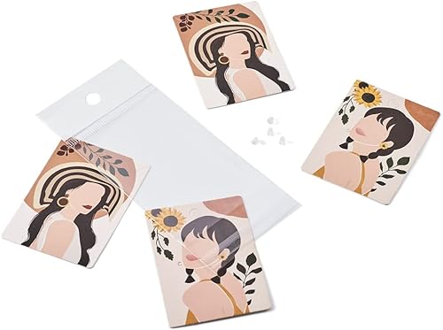 Miniatura 9 de Mega Pet 70 piezas de aretes y collares, tarjetero de 7 estilos para mujer, diseño de joyería, tarjetero, papel colgante con 70 tuercas de oreja y