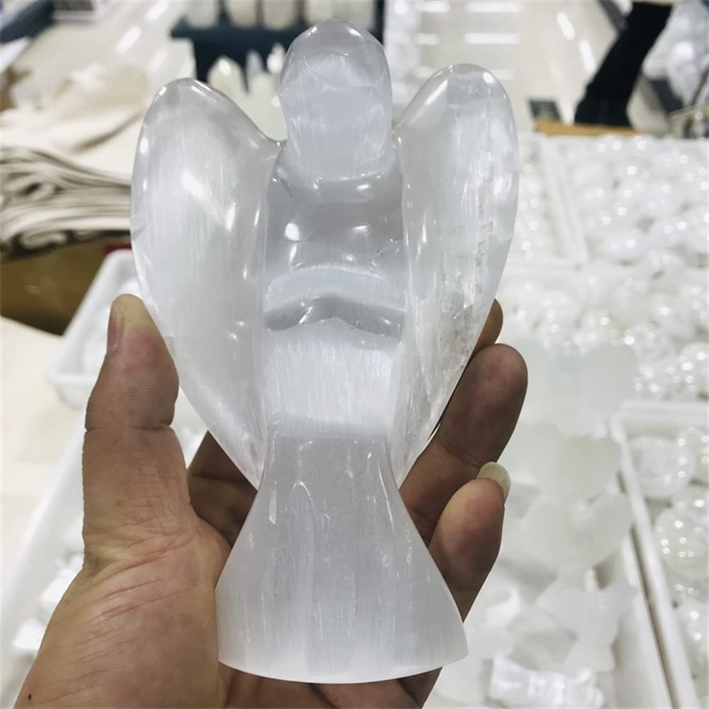 Kolekcje domowe Dekoracja Kryształowa Figurka Anioła Stróża Naturalny Biały Selenit Surowe Kryształy Ręcznie Rzeźbiony Gips Kryształ Kamień Wystrój Domu DIY Prezenty 1 PC Dekoracja domu (rozmiar: 15