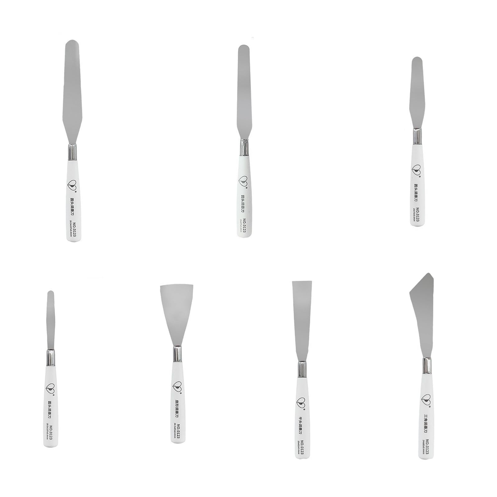 Lot de 7 spatules artistiques en acier inoxydable pour peinture d'artiste