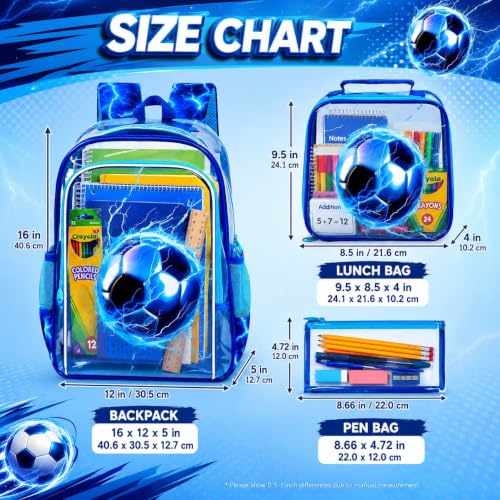 Image of KLFVB 3PCS Clear Backpack for Girls and Boys, Kids See Through Backpacks Stadium Approved, Transparent Bookbag for Elementary