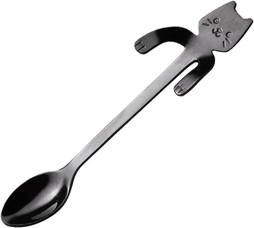 Miniatura 8 de Cuchara de café de acero inoxidable Cuchara de gato lindo Cuchara de postre Cuchara de helado Mini cucharas Vajilla Herramienta de cocina Soporte