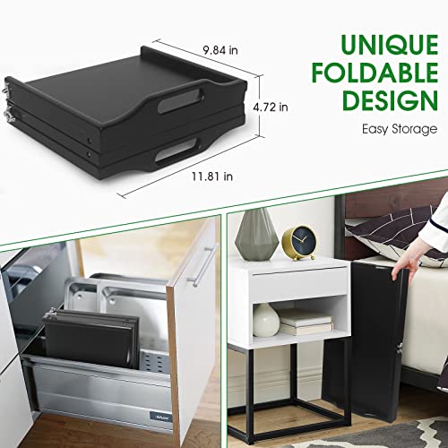 Foldable Bed Tray Bamboo Breakfast Food Tray With Folding Legs Kitchen Platters Serving Tray For Bed Tv Table Desk Laptop Computer Snack Tray(Black) #TOP3