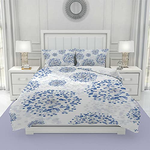 Colorful Blue Dandelion Duvet Cover Full Size Duvet Cover Queen Size 3 Piece Cover Dandelion Cover Set King Size Duvet Cover With Zipper(1 Quilt Cover + 2 Pillowcases) #TOP12