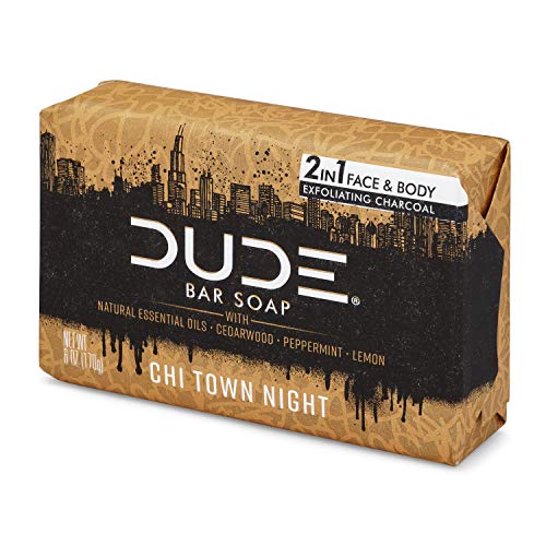Dude-Products-2-In-1-Face-Body-Activated-Charcoal-Soap-With-Organic-Shea-Butter-Tea-Tree-Oil-Chi-Town-Night-Scent-6-Oz