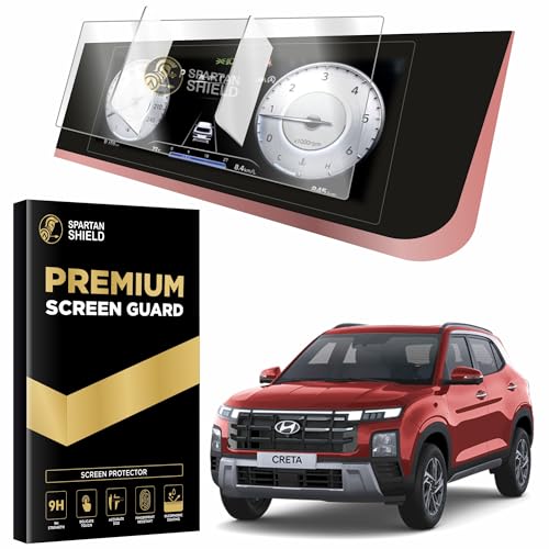 Image of Spartan Shield Screen Guard COMBO For HYUNDAI CRETA 2024 FACELIFT | 8 Inch INFOTAINMENT + 10.25 INSTRUMENT CLUSTER + AC Panel Protector | S SO Optional | Car Display Accessories [Not Tempered Glass] (10 inch Instrument Cluster)