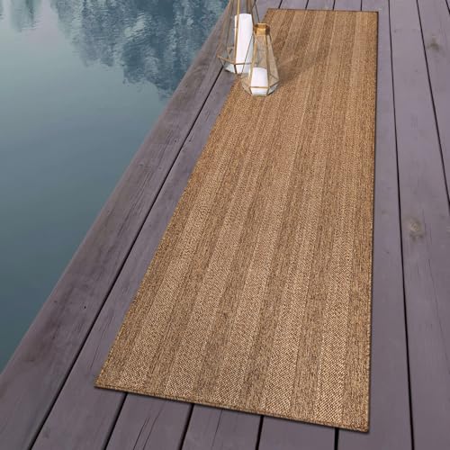 Rugshop Striped Jute-Style Indoor Outdoor Runner Rug Natural/Jute 2'3" x 6'