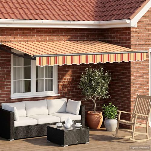 Auvent rétractable jaune et orange 3x2m en acier pour jardin - 2