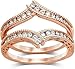 Purvika Jewels 2.00Ct Round Cut Lab Created Diamond Channel Set Enhancer Guard Engagement Ring, 14K Rose Gold Finish, 925 Sterling Silver (Rose, 11.5)