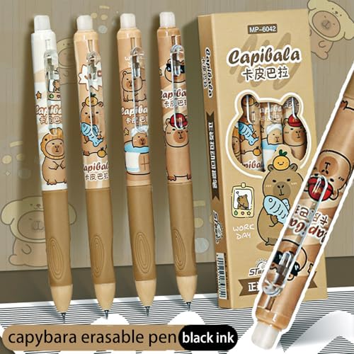 MOZXIRZ 4 bolígrafos de gel borrables 0.5 mm tinta negra miniatura 2