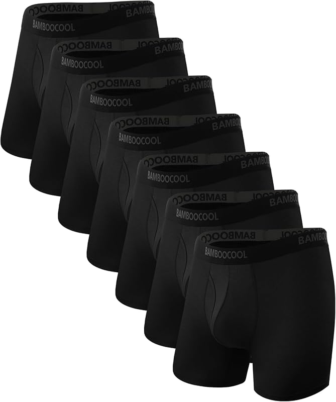 Men's Underwear Breathable Boxer Briefs with Fly Moisture-Wicking Lightweight Underwear 7-Pack