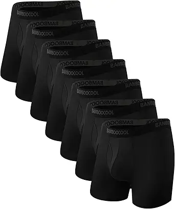 Men's Breathable Boxer Briefs 7-Pack with Fly - Moisture-Wicking Lightweight Bamboo & Polyester