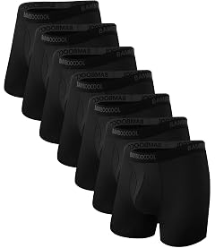 BAMBOO COOL Mens Underwear Breathable Boxer Briefs with Fly Moisture-Wicking Lightweight Underwear 7-Pack