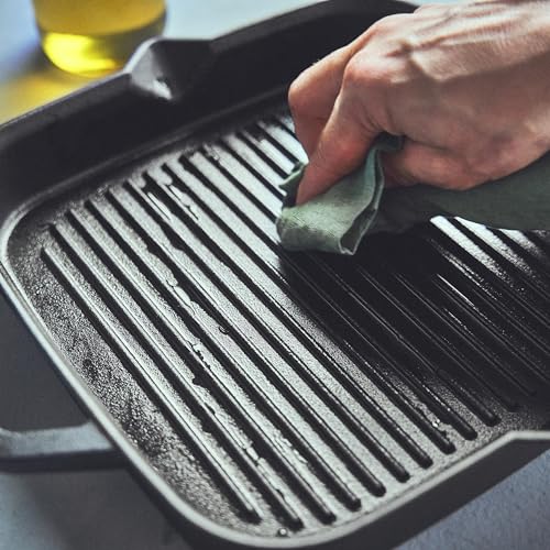 BURNHARD® Gusseisen Grillpfanne 30 cm, Pre-Seasoned, für Gasgrill & Herd – Ansicht 9