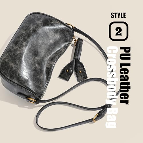 Leather Crossbody Bag with 2 Adjustable Removable Straps, Trendy Small Shoulder Bag, Bucket Purse for Women4