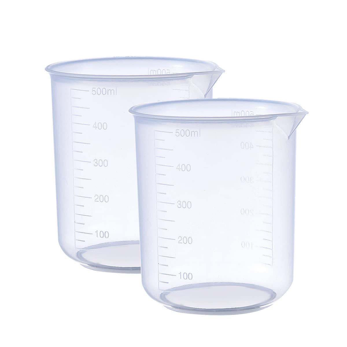 SKYPRO 2 PCS 500ml Resin Mixing Cups, Liquid Measuring Cups, Plastic Beaker, Graduation Epoxy Resin Cups for Resin Epoxy Paint Food, Lab Use