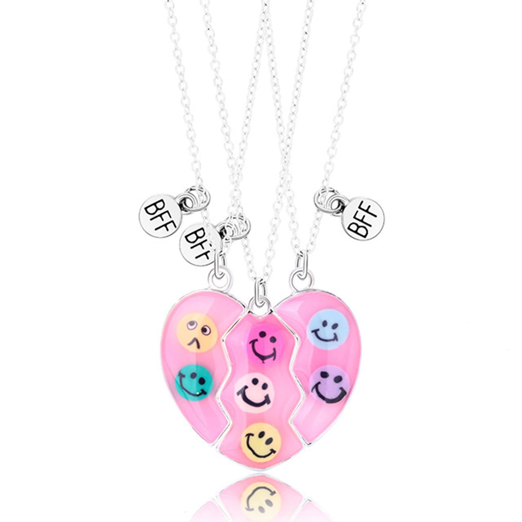 Collane per migliori amiche per 3 collane abbinate a forma di cuore per migliori amici, gioielli dell'amicizia, regali per amici, bestie, sorella, Natale, compleanno, farfalla, regali per donne