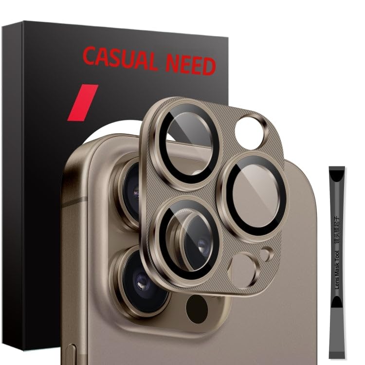 Image of Camera Lens Protector for iPhone 16 Pro /16 Pro Max | [Drop Protection] Tempered Glass | Metal Ring | Case Friendly | Scratch Resistant | Easy Installation (BROWN)