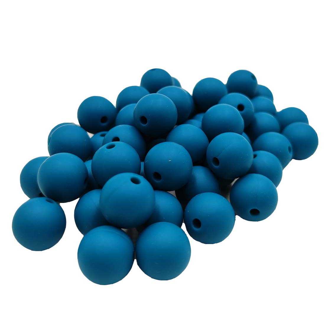 Uxcell 100Pcs Blue Silicone Beads 12mm Round And Lentil For Pen Bracelet Necklace Keychain Diy
