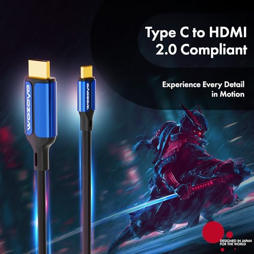Image of Type-C to HDMI 2.0 Cable, 4K@60Hz Ultra HD, 2 Meters,18Gbps High-Speed Transfer, Pure Copper & 24K Gold-Plated Male to Male Connectors, Compatible with TV, Laptop, Type-C Smartphone, Projector