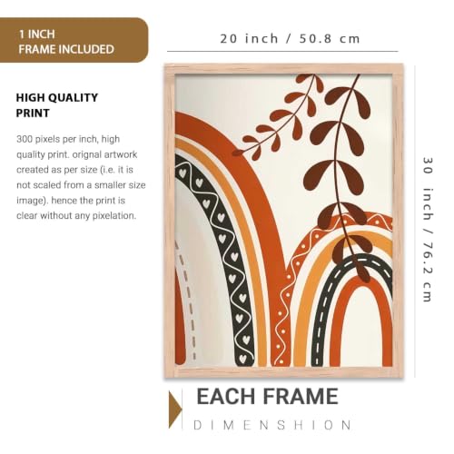 Image of kotart Aesthetic Home Decor Boho Painting Decorative Wall Art poster With Frame For Living Room Bed Room Hotel Wall Decor Digital Reprint Set of 3